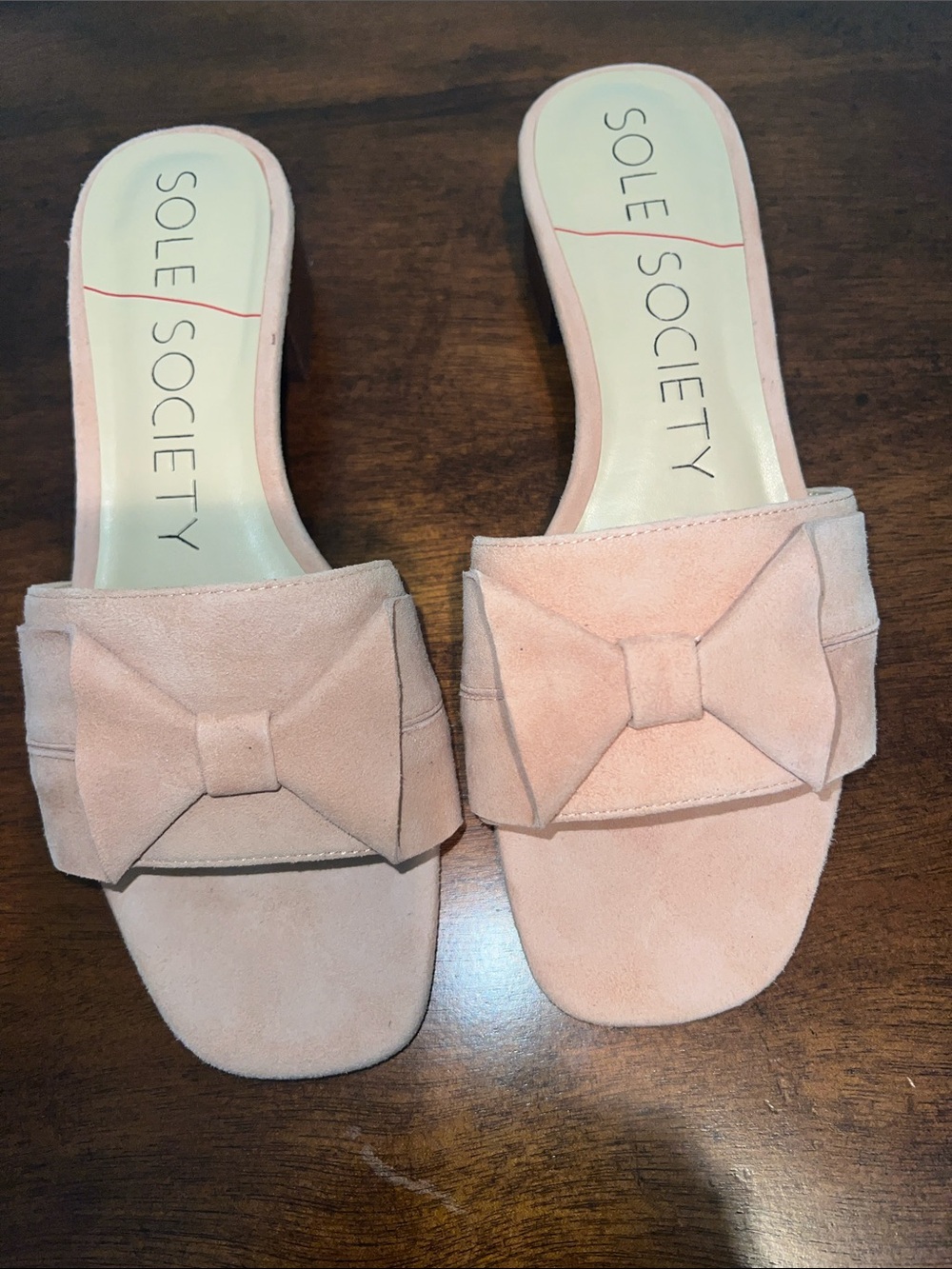 Sole Society Blush Pink Bow Slide Mules